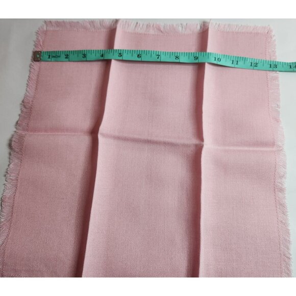 Pink Cloth Napkins Set Of 4 Fringed Edge 13x13 Inches Cotton Blend Pastel Decor - Picture 3 of 4